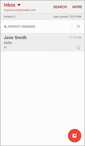 screenshot of email inbox