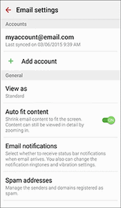 screenshot of email settings page
